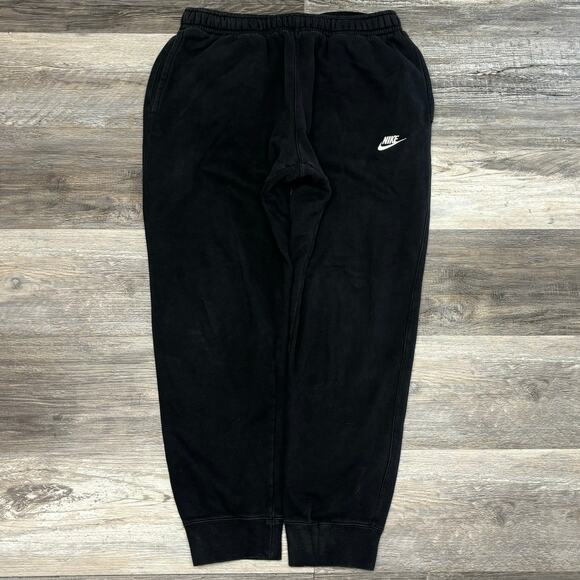 Nike Sportswear Black Mens L‎ Mini Swoosh Tapered Club Fleece Jogger Sweatpants - Picture 1 of 14